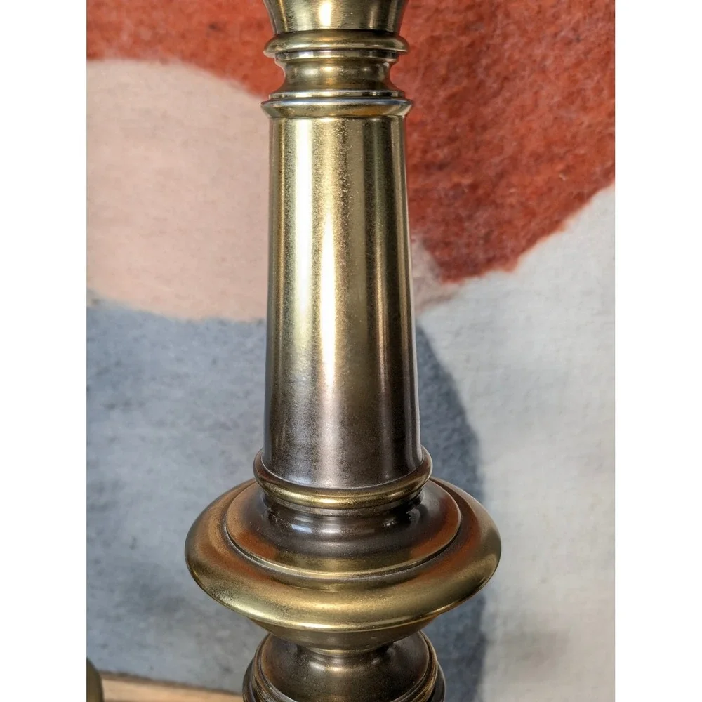 Vintage Westwood Industries Brass Stiffel Style Table Lamps Pair Hollywood Glam